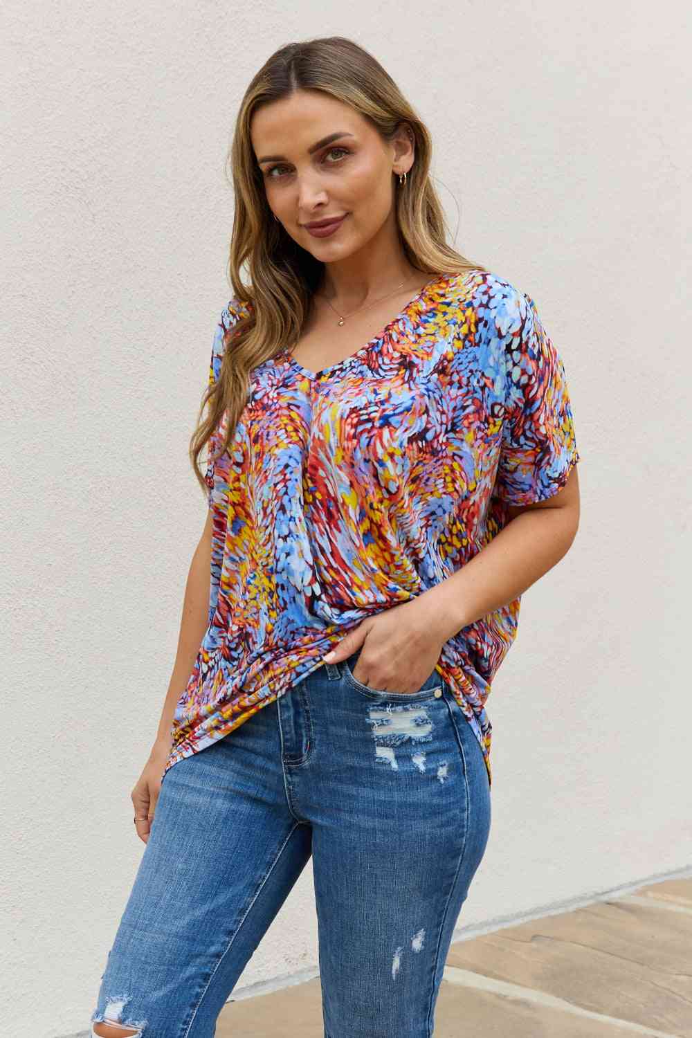 Be Stage Printed Dolman Flowy Top (S or M)