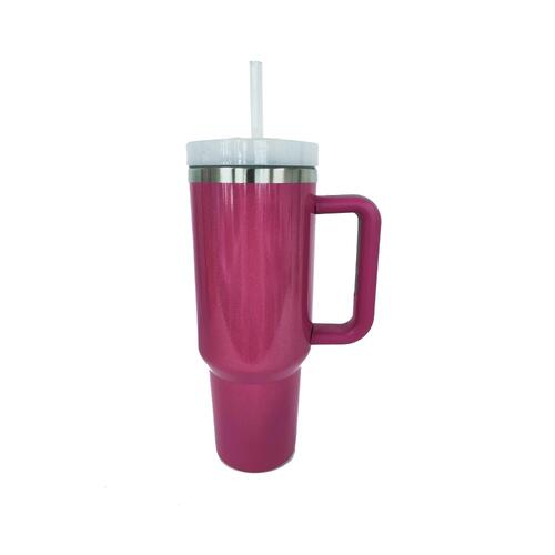 Stainless Steel Tumbler with Handle and Straw (Color Options)