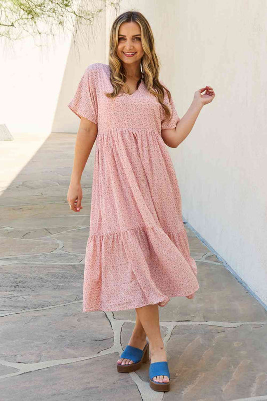 HEYSON Spring Baby Kimono Sleeve Midi Dress in Peach (S, M or L)