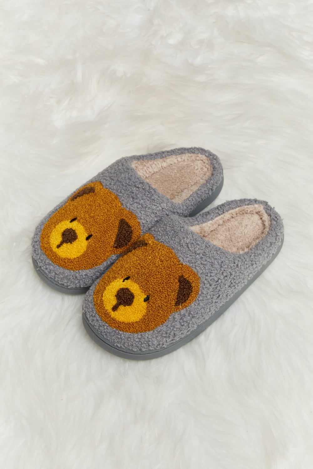 Melody Teddy Bear Print Plush Slide Slippers (Color Options)