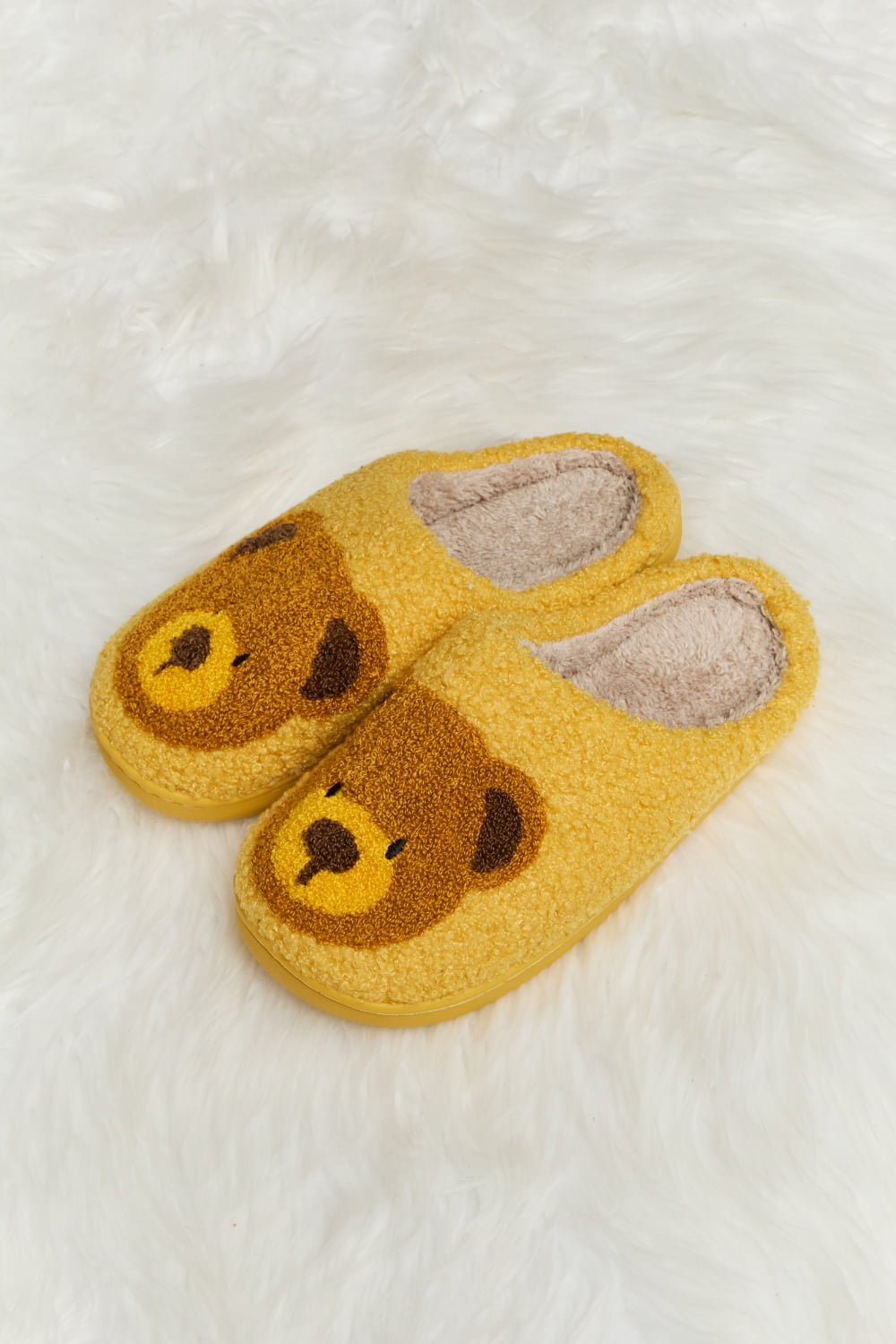 Melody Teddy Bear Print Plush Slide Slippers (Color Options)