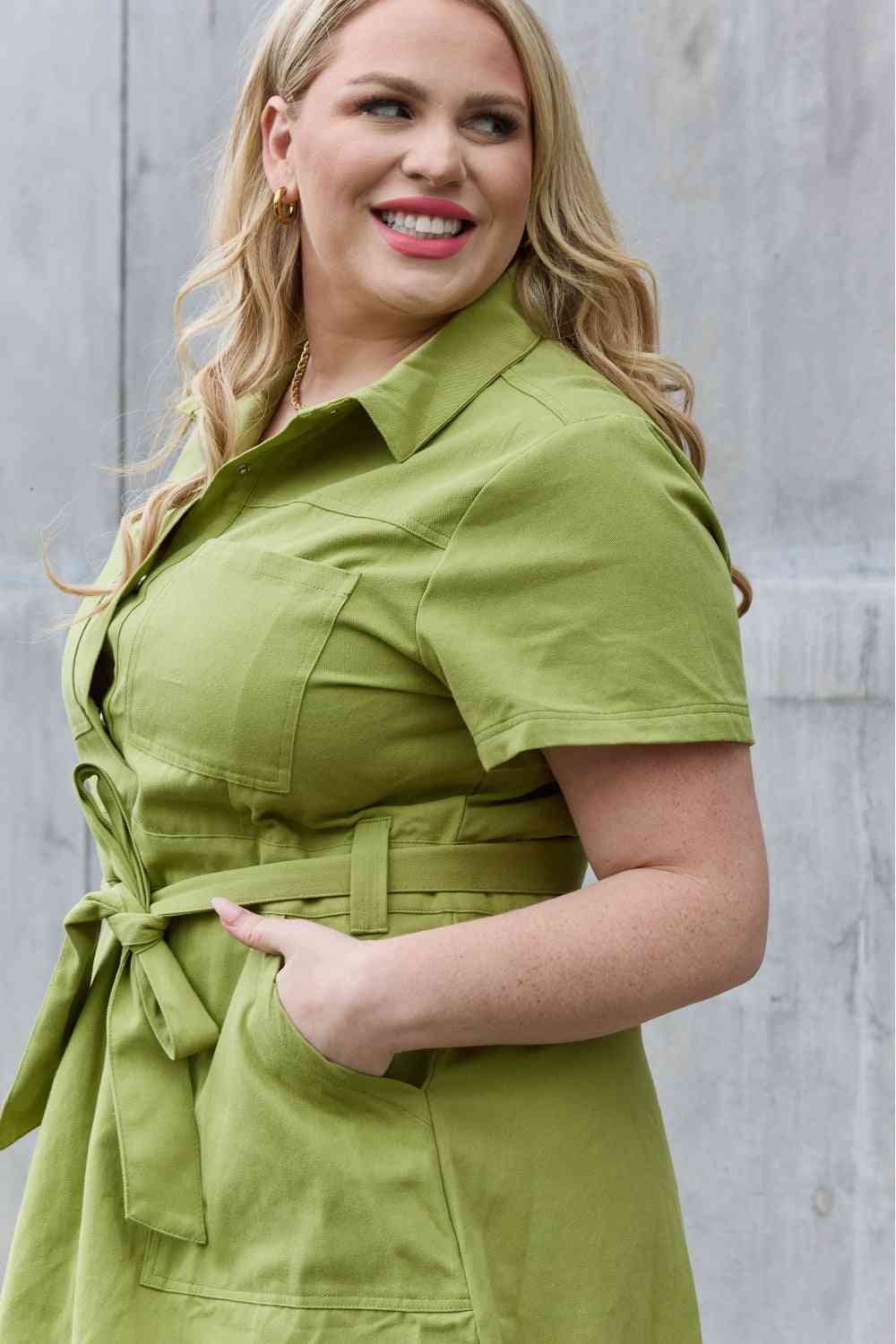 Jade By Jane Stick With Me Full Size Button Down Dress (S, M, 2X or 3X)