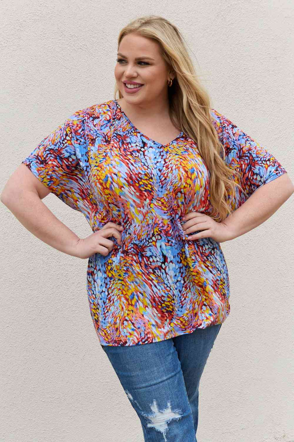 Be Stage Printed Dolman Flowy Top (S or M)