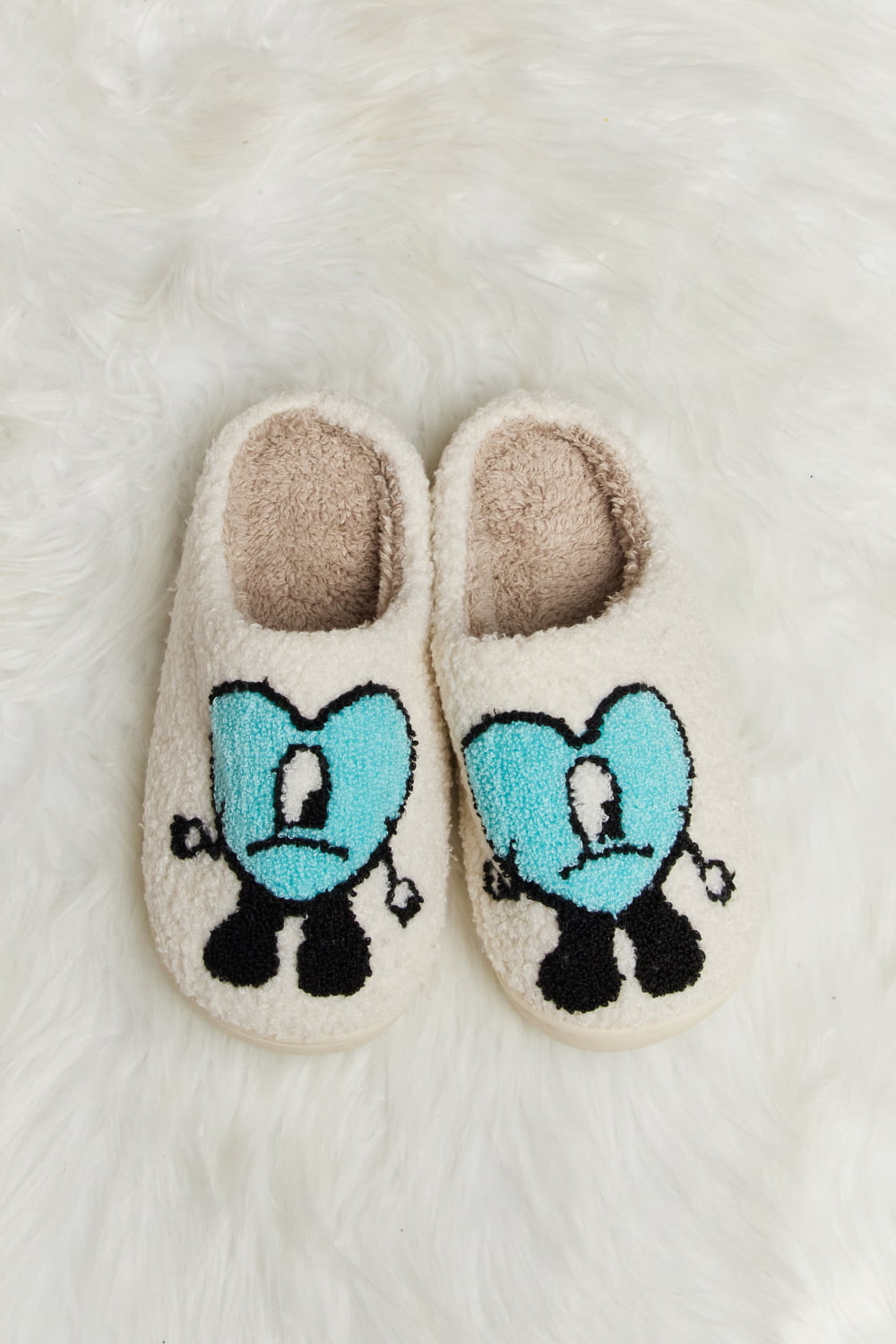 Melody Love Heart Print Plush Slippers (Color Options)