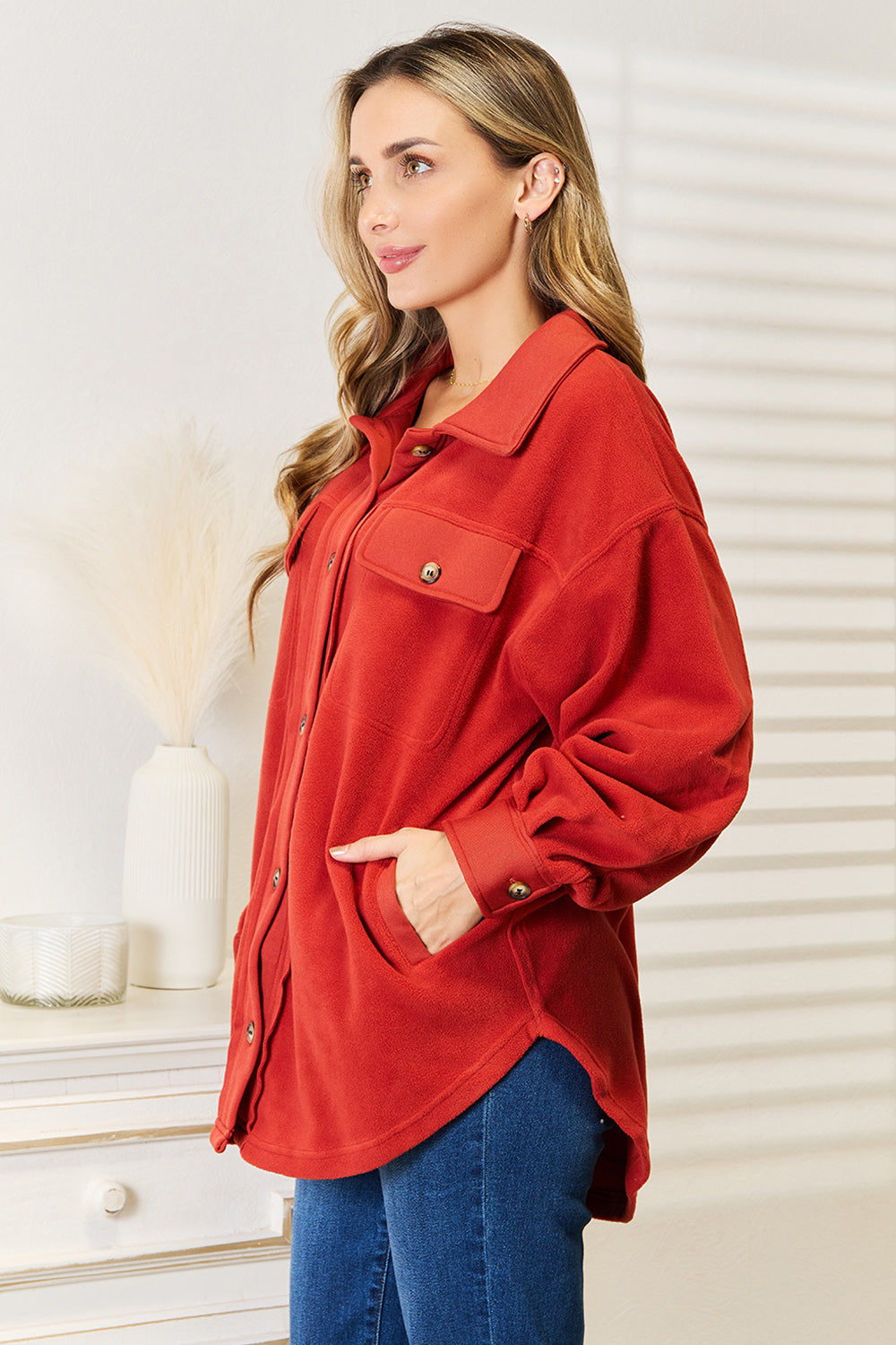 Heimish Cozy Girl Full Size Button Down Shacket (M, L or 2x)