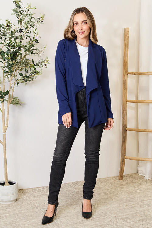 Heimish Full Size Statement Neck Open Front Blazer (S, M, 2x or 3x)