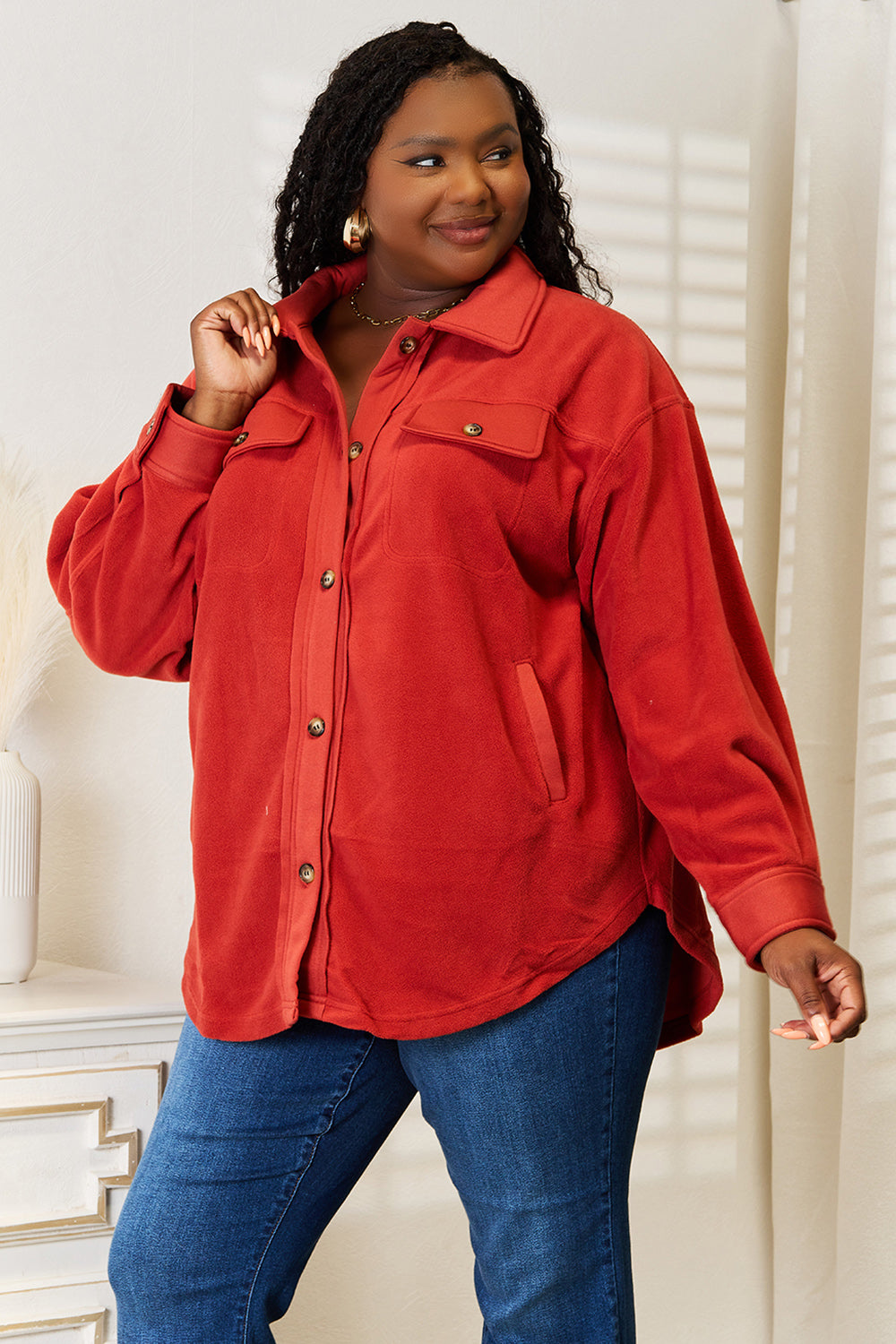 Heimish Cozy Girl Full Size Button Down Shacket (M, L or 2x)