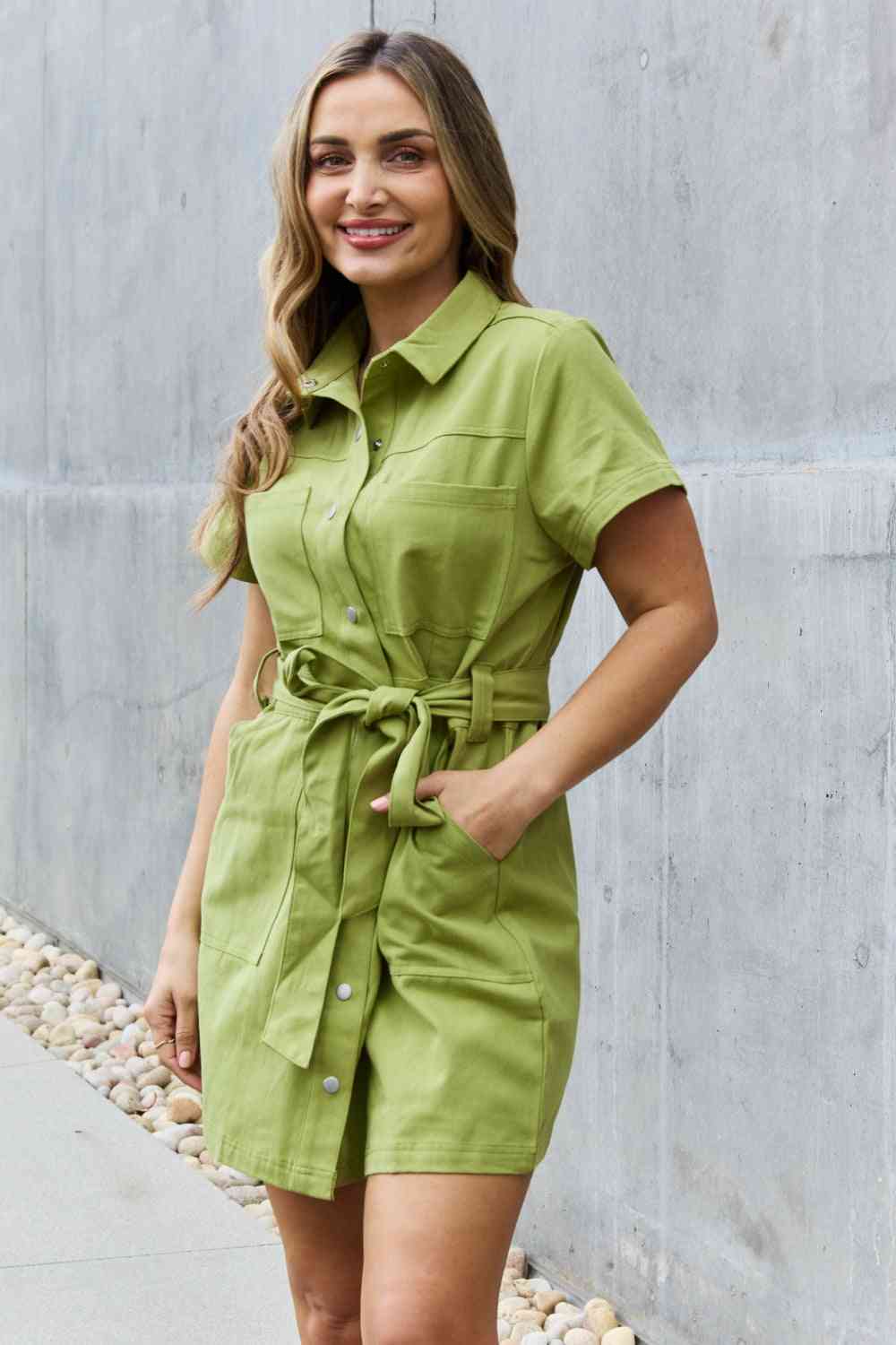 Jade By Jane Stick With Me Full Size Button Down Dress (S, M, 2X or 3X)