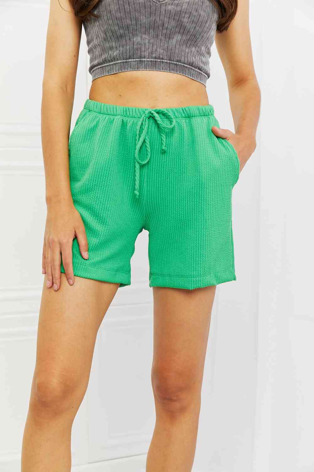 Blumin Apparel Too Good Full Size Ribbed Shorts in Green (S-3x)