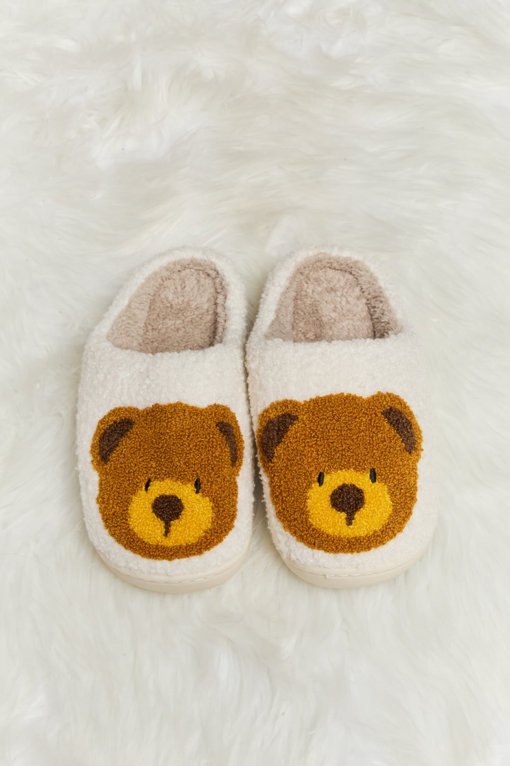 Melody Teddy Bear Print Plush Slide Slippers (Color Options)