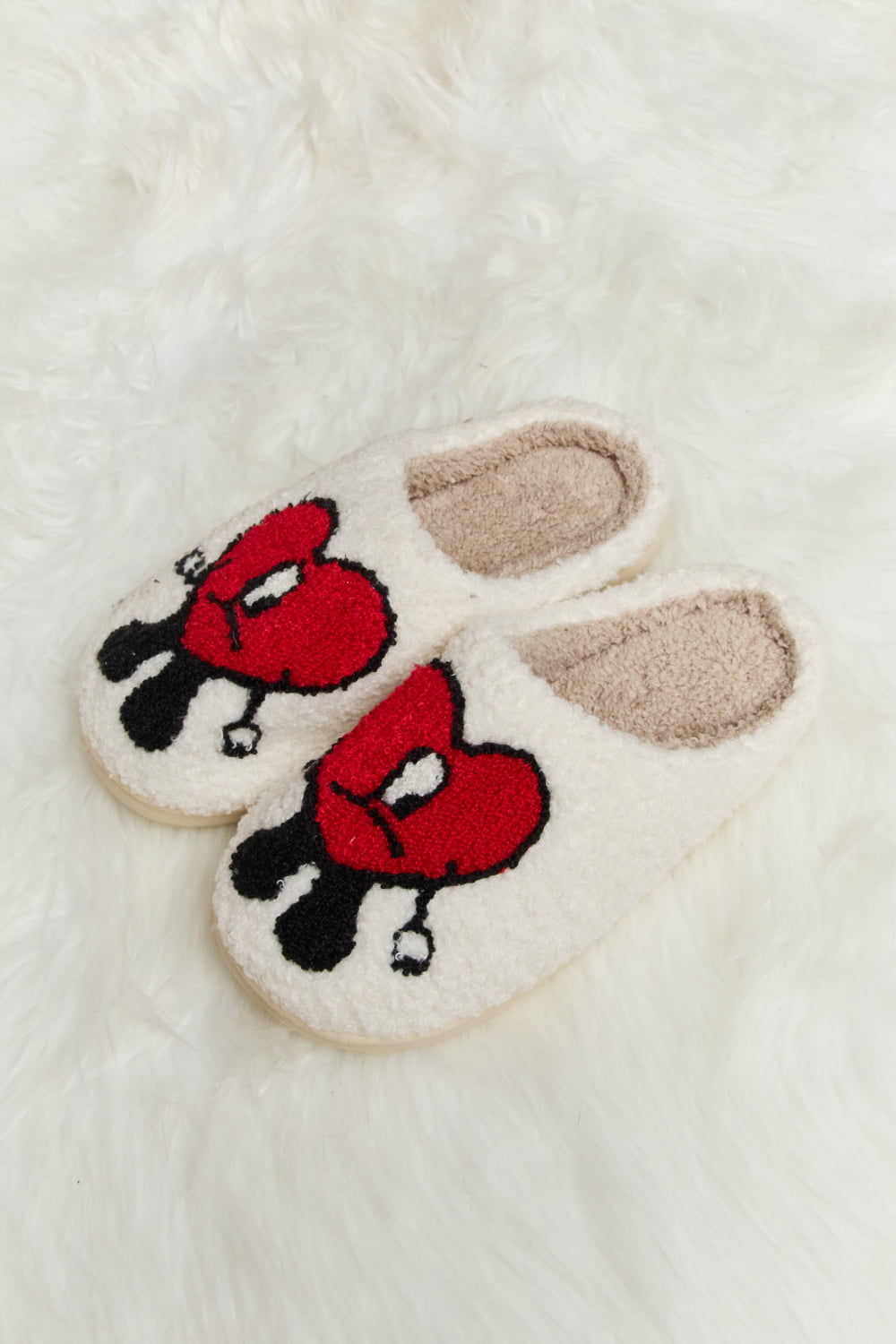 Melody Love Heart Print Plush Slippers (Color Options)