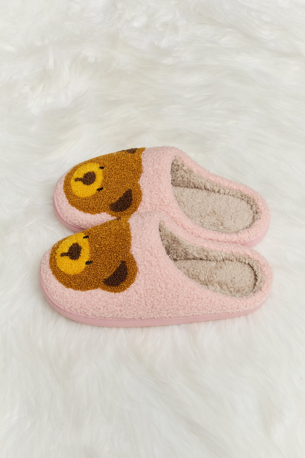 Melody Teddy Bear Print Plush Slide Slippers (Color Options)