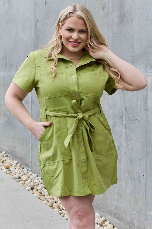 Jade By Jane Stick With Me Full Size Button Down Dress (S, M, 2X or 3X)