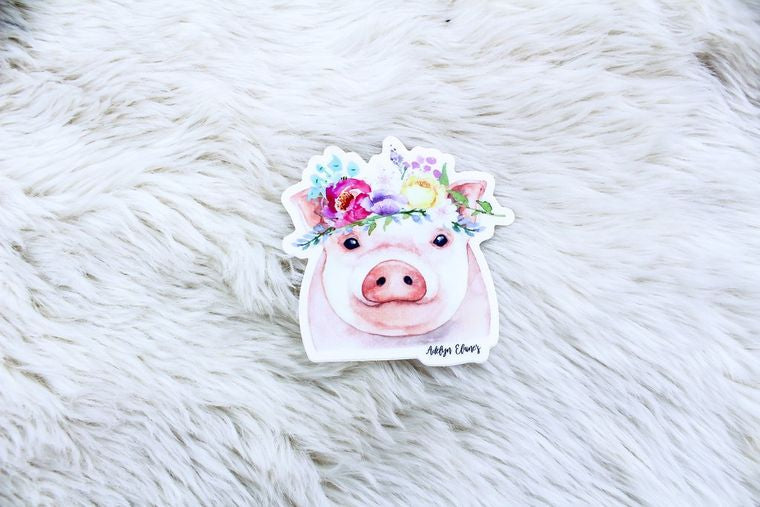 Adorable Miss Petunia Pig Vinyl Sticker Sticker